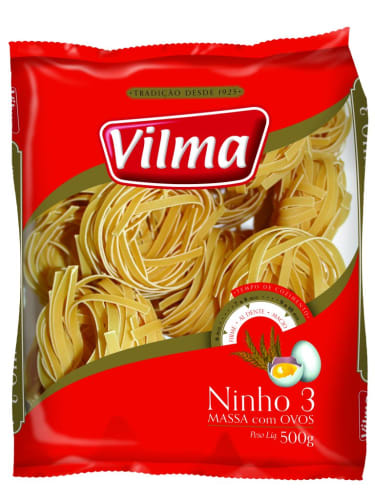 Macarrão Com Ovos N° 3 Ninho Vilma 500g - 20 Unidades